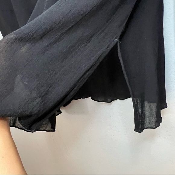 Chico's Uniquely Embellished Beaded V Neck Pullover Blouse Top Sz L Black Boho - Picture 9 of 11